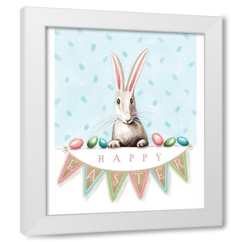 Easter Banner Bunny White Modern Wood Framed Art Print by Tyndall, Elizabeth