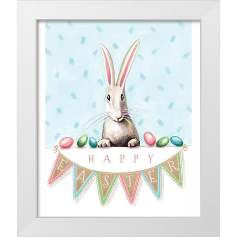 Easter Banner Bunny White Modern Wood Framed Art Print by Tyndall, Elizabeth