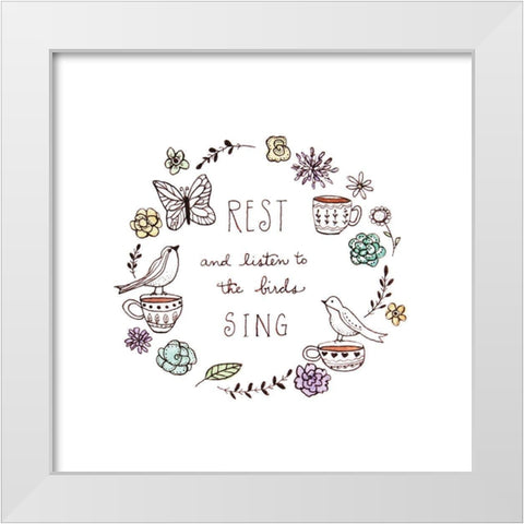 And Listen to the Birds Sing White Modern Wood Framed Art Print by Tyndall, Elizabeth