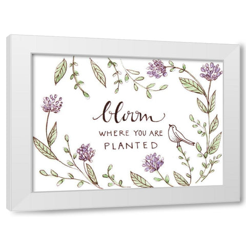 Bloom Where Youre Planted White Modern Wood Framed Art Print by Tyndall, Elizabeth