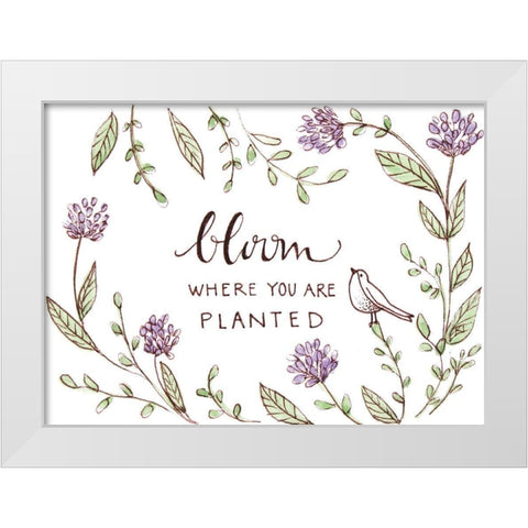 Bloom Where Youre Planted White Modern Wood Framed Art Print by Tyndall, Elizabeth