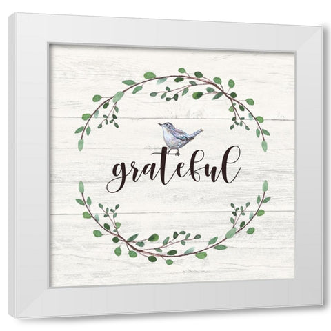 Grateful Sign White Modern Wood Framed Art Print by Tyndall, Elizabeth