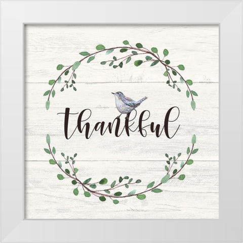 Thankful Sign White Modern Wood Framed Art Print by Tyndall, Elizabeth