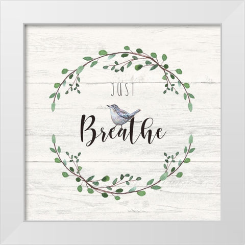 Just Breathe White Modern Wood Framed Art Print by Tyndall, Elizabeth