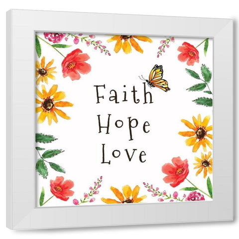 Faith, Hope, Love White Modern Wood Framed Art Print by Tyndall, Elizabeth