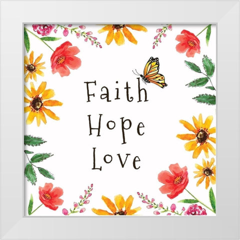 Faith, Hope, Love White Modern Wood Framed Art Print by Tyndall, Elizabeth