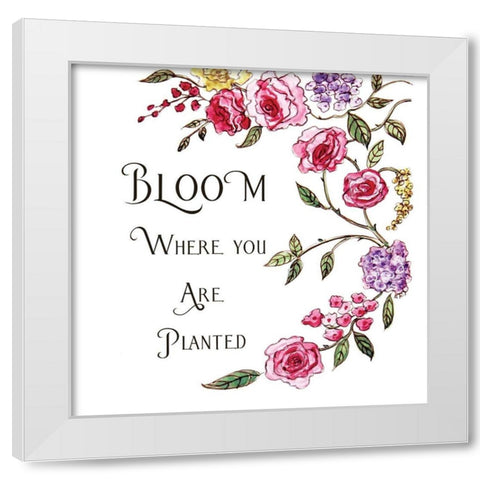 Bloom Where Youre Planted White Modern Wood Framed Art Print by Tyndall, Elizabeth