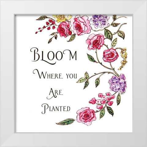 Bloom Where Youre Planted White Modern Wood Framed Art Print by Tyndall, Elizabeth