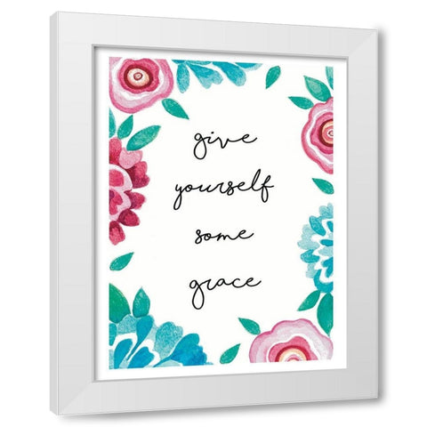 Give Yourself Some Grace White Modern Wood Framed Art Print by Tyndall, Elizabeth