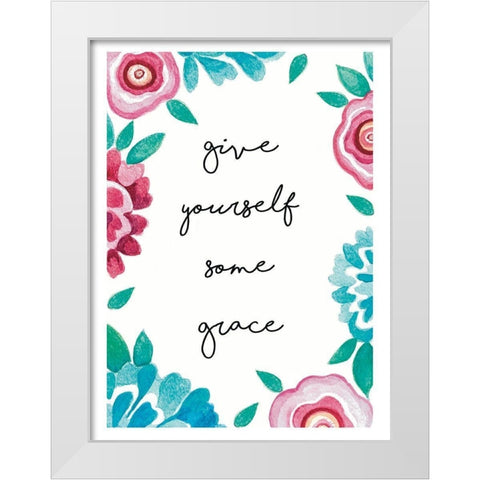 Give Yourself Some Grace White Modern Wood Framed Art Print by Tyndall, Elizabeth