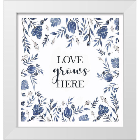 Love Grows Here White Modern Wood Framed Art Print by Tyndall, Elizabeth