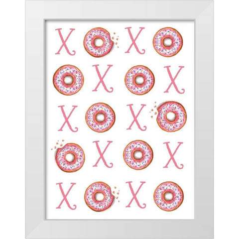 Hugs and Donuts White Modern Wood Framed Art Print by Tyndall, Elizabeth