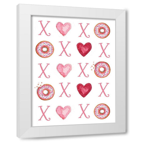 Donuts, Hearts and Hugs White Modern Wood Framed Art Print by Tyndall, Elizabeth