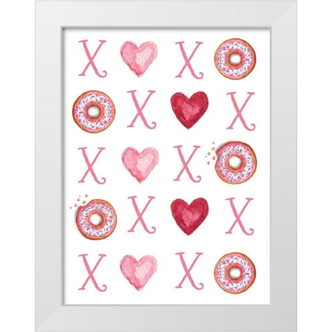 Donuts, Hearts and Hugs White Modern Wood Framed Art Print by Tyndall, Elizabeth