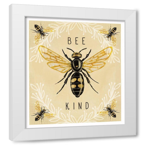 Bee Kind White Modern Wood Framed Art Print by Tyndall, Elizabeth