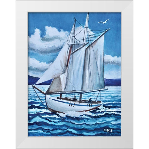 Lets Set Sail White Modern Wood Framed Art Print by Tyndall, Elizabeth