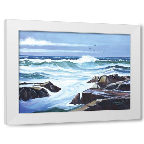 Ocean Waves White Modern Wood Framed Art Print by Tyndall, Elizabeth