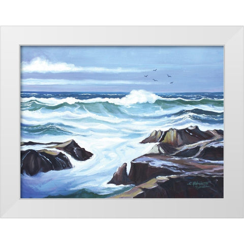 Ocean Waves White Modern Wood Framed Art Print by Tyndall, Elizabeth