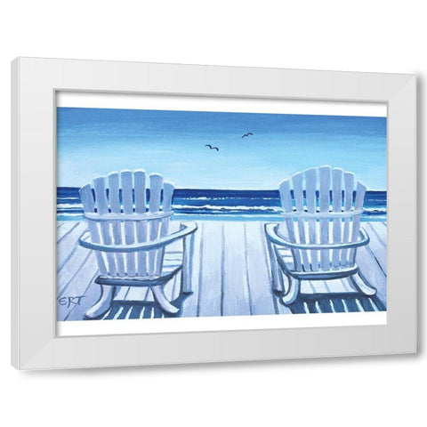 The Beach Chairs White Modern Wood Framed Art Print by Tyndall, Elizabeth