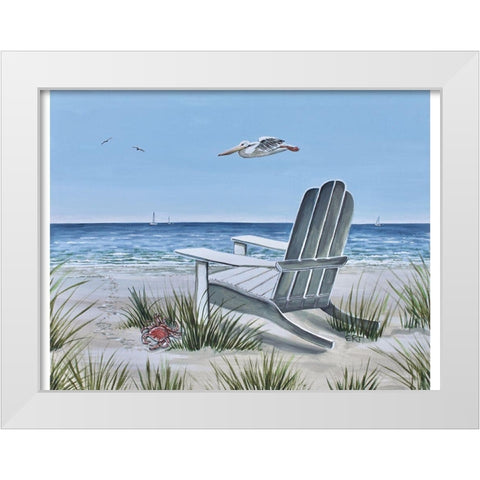 The Pelican White Modern Wood Framed Art Print by Tyndall, Elizabeth