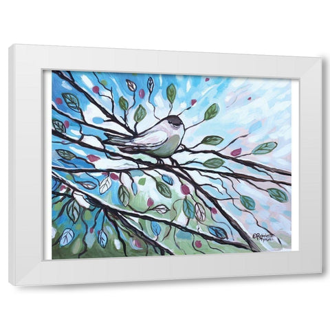 Glimmering Songbird White Modern Wood Framed Art Print by Tyndall, Elizabeth