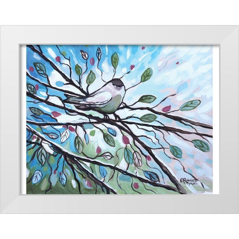 Glimmering Songbird White Modern Wood Framed Art Print by Tyndall, Elizabeth