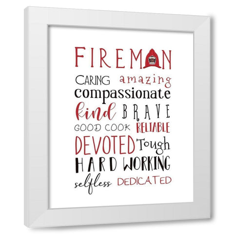 Fireman White Modern Wood Framed Art Print by Tyndall, Elizabeth