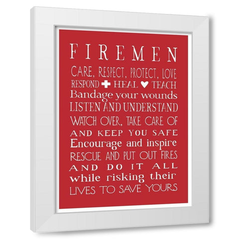 Fireman in Red White Modern Wood Framed Art Print by Tyndall, Elizabeth