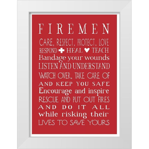 Fireman in Red White Modern Wood Framed Art Print by Tyndall, Elizabeth