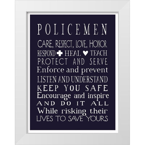 Policeman in Navy White Modern Wood Framed Art Print by Tyndall, Elizabeth