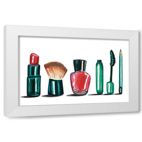 Makeup Collection White Modern Wood Framed Art Print by Tyndall, Elizabeth