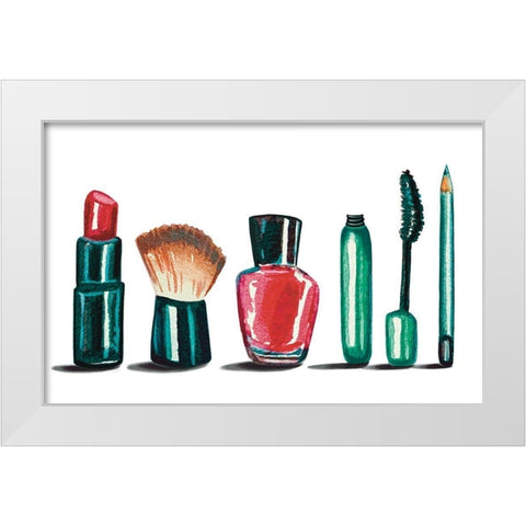 Makeup Collection White Modern Wood Framed Art Print by Tyndall, Elizabeth