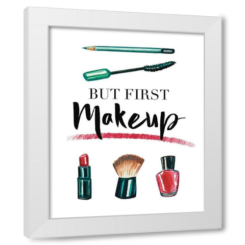 But First Makeup White Modern Wood Framed Art Print by Tyndall, Elizabeth