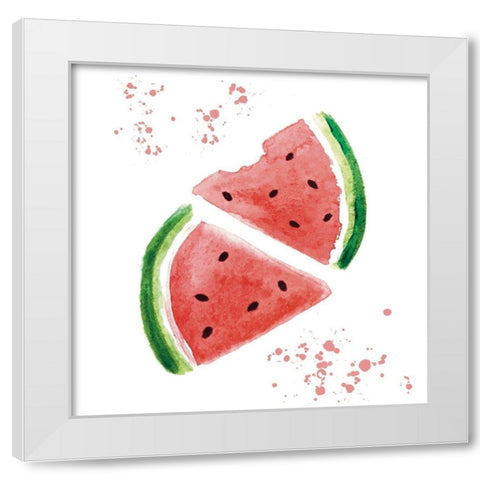 Watermelon Slices White Modern Wood Framed Art Print by Tyndall, Elizabeth