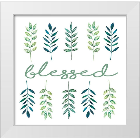 Blessed Leaves White Modern Wood Framed Art Print by Tyndall, Elizabeth