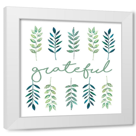 Grateful Leaves White Modern Wood Framed Art Print by Tyndall, Elizabeth