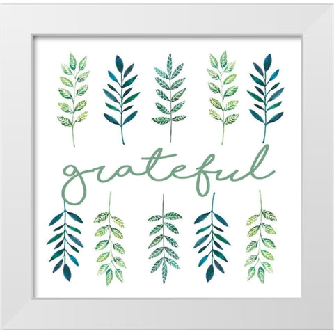 Grateful Leaves White Modern Wood Framed Art Print by Tyndall, Elizabeth