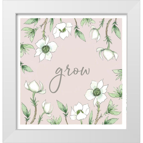 Grow White Modern Wood Framed Art Print by Tyndall, Elizabeth