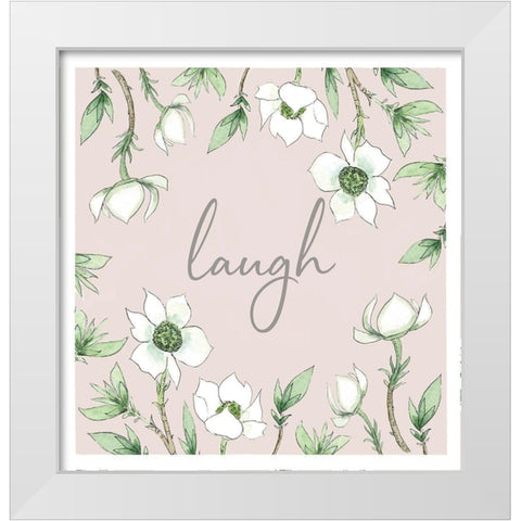 Laugh White Modern Wood Framed Art Print by Tyndall, Elizabeth