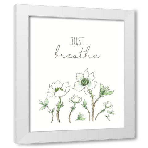 Just Breathe White Modern Wood Framed Art Print by Tyndall, Elizabeth