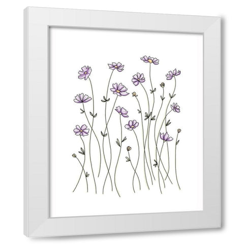 Purple Wildflowers White Modern Wood Framed Art Print by Tyndall, Elizabeth