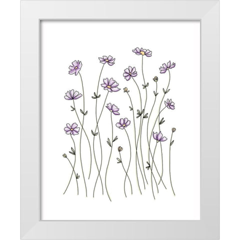 Purple Wildflowers White Modern Wood Framed Art Print by Tyndall, Elizabeth