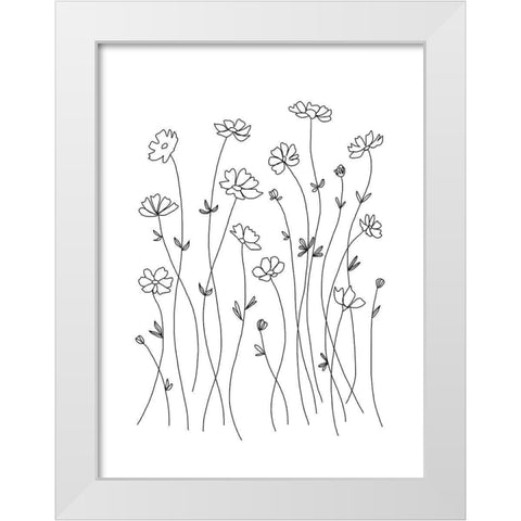 Wildflower Outlines White Modern Wood Framed Art Print by Tyndall, Elizabeth