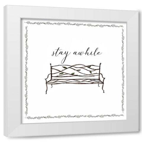 Stay Awhile White Modern Wood Framed Art Print by Tyndall, Elizabeth