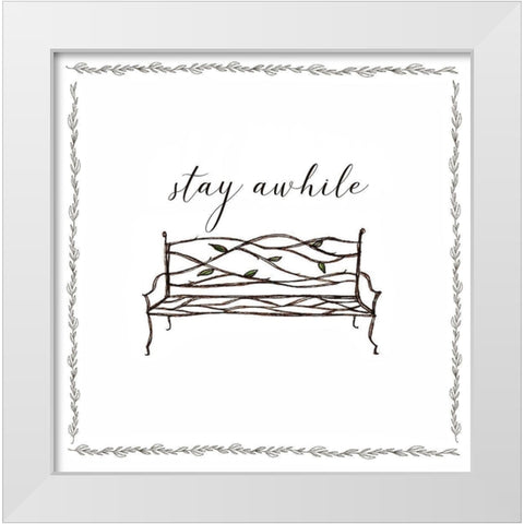 Stay Awhile White Modern Wood Framed Art Print by Tyndall, Elizabeth