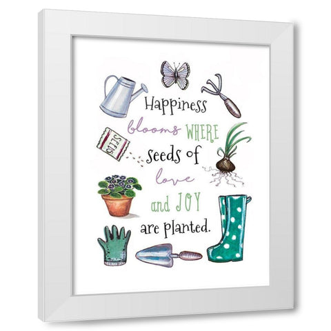 Happiness Grows White Modern Wood Framed Art Print by Tyndall, Elizabeth