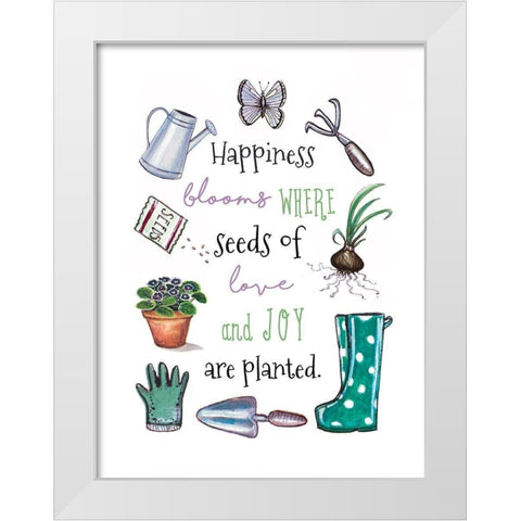 Happiness Grows White Modern Wood Framed Art Print by Tyndall, Elizabeth