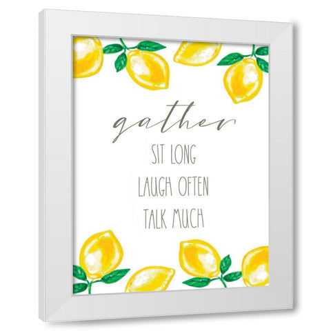 Gather Lemons White Modern Wood Framed Art Print by Tyndall, Elizabeth