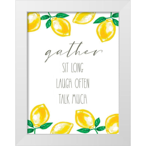 Gather Lemons White Modern Wood Framed Art Print by Tyndall, Elizabeth