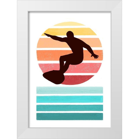 Surfing and Sunset White Modern Wood Framed Art Print by Tyndall, Elizabeth